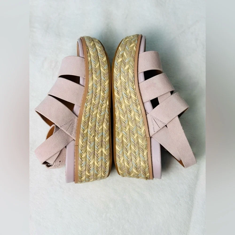 Fitflop Eloise Espadrille Suede Strappy Wedge Sandals in Soft Lilac Size 36 or 5